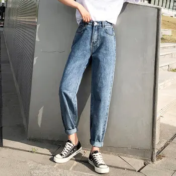 2020 Augsta Vidukļa Džinsus Vai Sieviete Plus Lieluma Sieviešu Džinsa Bikses Kokvilnas Zaudēt Vintage Mazgātas Boyfriend Jeans Gadījuma Bikses Streetwear