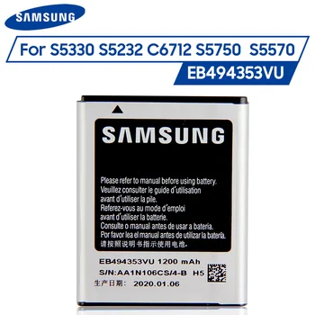 Oriģināls Samsung Akumulatora EB494353VU EB494353VA Samsung S5330 S5232 C6712 S5750 GT-S5570 i559 S5570 Rezerves Bateriju 1200mAh