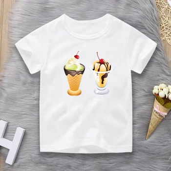 Bērnu T-krekli Zēniem, saldējums ar garām Piedurknēm Topi Meiteņu Pavasara Vasaras Kokvilnas sporta Krekls 2 4 5 6 7 8 Gadiem Bērniem, T Krekli Apģērbi