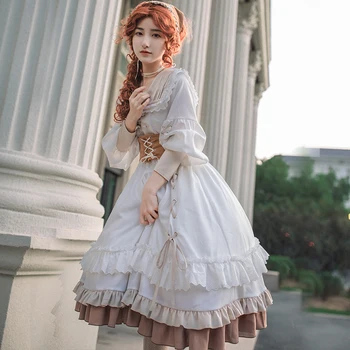 Princese tēja puse sweet lolita kleita vintage mežģīnes bowknot augsta vidukļa viktorijas kleita kawaii meitene pasaku lolita op loli cosplay