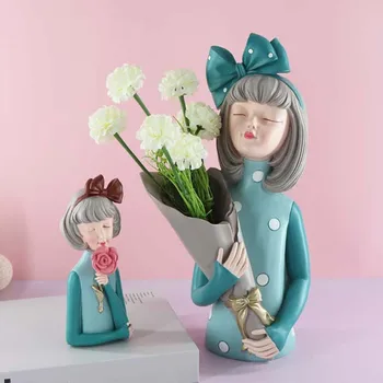 Ziemeļvalstu ins mūsdienu meitene radošo pušķis sveķu skulptūru dzīvojamā istabā TV ministru kabineta rakstāmgalda ziedu kompozīcijas, rotājumi rotājumi