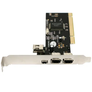PCI Combo 1394A 4 Porti (3+1) Pārzinis Kartes Paplašinājums Adapteri PCI 3x 6 Pin 1x 4 Pin IEEE 1394 Kabeli Datoram ar Firewire