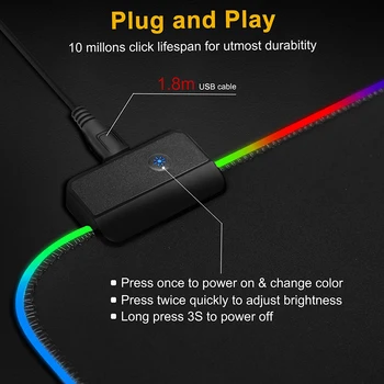 Spēļu Mousemat RGB LED Liela Pele Pad USB Vadu, Apgaismojums, Spēļu peles paliktnis Klaviatūra Krāsains Gaismas PC Mat