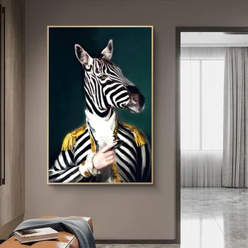 Cēls Žirafe Uzvalku Portrets Mākslas Audekla, Gleznas pie Sienas, Mākslas Plakāti un Izdrukas no Mr. Žirafe Audekls Art Sienas, Attēlus,