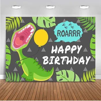 Dinozauru Tēmu Dzimšanas dienas svinības Fons Karikatūra Jaundzimušie 1. Dzimšanas dienu, Fotogrāfijā Fona Photobooth Piederumi Aksesuāri