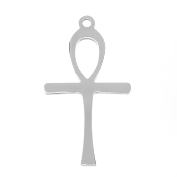 Risul ankh pāri mīkla ansata Kuloni Ēģiptes Krusts simbolizē dzīvību abas puses spogulis polijas Nerūsējošā tērauda krustu šarmu 10pcs