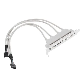 Jaunu Karstā USB 2.0 4) Ostas Aizmugurējo Paneli PCI Leņķis Dual 9-Pin Mātesplati Galvenes Kabelis