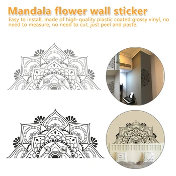 Sienas Decal Mandala Pusi Mandala Vinila Sienas Uzlīmes, Joga Dāvanu Idejas Guļamistaba Headboard Mākslas Modelis Apdare