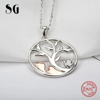 SG 925 sterling silver tree of life kulons, kaklarota ar Cirkonija ķēde, kaklarota, modes rotaslietas pieņemšanas sievietēm dāvanas