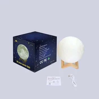 Foxanon Touch Sensora Gaismas Gultas Lampa USB 3D Drukas Mēness Lampiņa Iedegas Guļamistaba Romantisks Galda Lampas 2/16 Krāsu Mainīt Mājas MJ1026