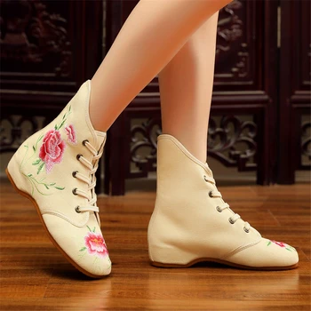 Cresfimix sieviešu modes augstas kvalitātes audekla pavasara augstas kurpes baleta deju dāma ķīnas izšuvumi pretslīdes kurpes a6185b