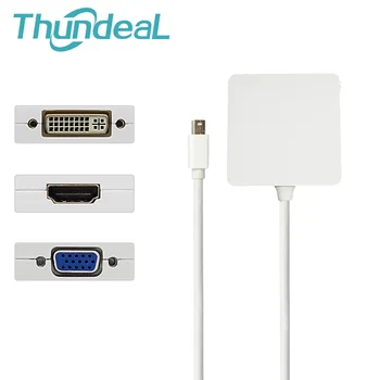 3 in 1 Mini DP Thunderbolt DisplayPort uz HDMI, DVI, VGA Display Port Kabeļa Adapteri Apple MacBook Pro Gaisa Mini, iMac Monitora TV