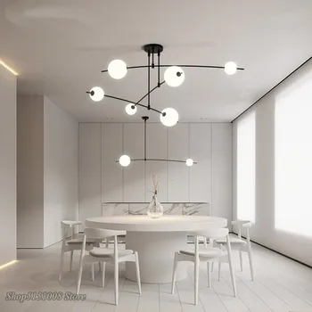 Ziemeļvalstu LED lustras mūsdienu Radošo Slīpēšanas pupiņas Karājas Lampas Ēdamistabas Virtuves dekors gaismas grozāms regulējama Statīva