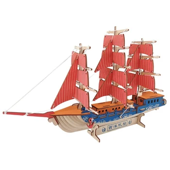 Jahtu Diy Rotaļlieta Puzzle 3D Mazo Laivu Izglītības Bērniem Dāvanu Spēles Montēt Koka Ēkas Prāmju Modeli, Koka Rotaļlietas, Buru Kuģis