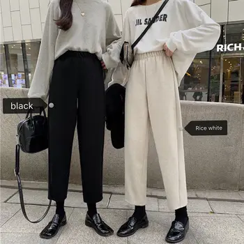 Bikses Sieviešu Elastīga, Augsta Vidukļa Gadījuma Harajuku Sieviešu Bikses Stabilu Vienkārši Sievietes Korejiešu Stilā, Modes Moderns Šiks Lady