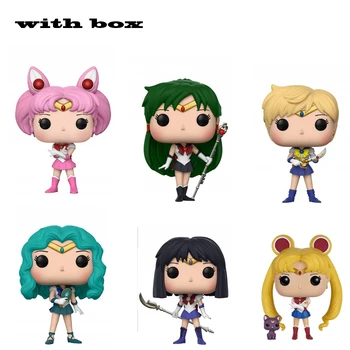 Sailor Moon & Luna CHIBI SAILOR MOON SAILOR PLUTO URĀNS JŪRNIEKS NEPTŪNA mk POP ar kasti rīcības Attēls Kolekcionējamus Modelis Rotaļlietas