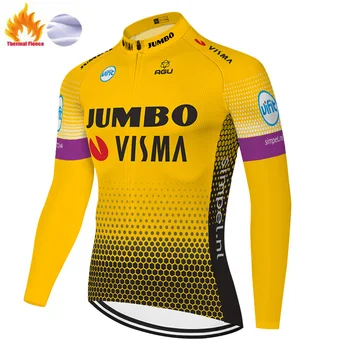 Ir 2021. ciclismo invierno Jumbo Visma Riteņbraukšana Jersey Long sleeve velosipēdu apģērbu Valkāt ziemā silts vilnas camisa ciclismo masculina
