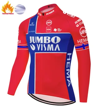 Ir 2021. ciclismo invierno Jumbo Visma Riteņbraukšana Jersey Long sleeve velosipēdu apģērbu Valkāt ziemā silts vilnas camisa ciclismo masculina
