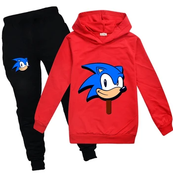 Smieklīgi Sonic Ezis Bērniem Tracksuit Rudens Karikatūra pelēkā vārna Atpūtas Bērni Zēnu Ziemas Apģērbu Komplekts Dāvana Meitenēm Tērpiem