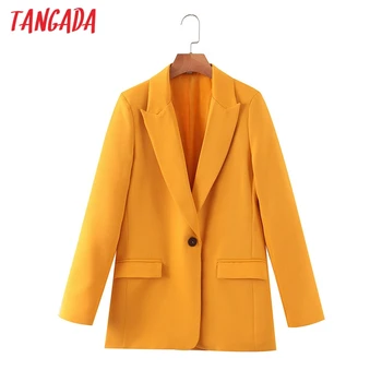 Tangada sieviešu oranžā uzvalkā sieviešu žakete ar garām piedurknēm, elegants jaka dāmas biznesa žakete formālās tērpi SL517