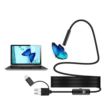 720P Endoskopu 5.5 mm Objektīvs PC Android USB Endoskopu Kamera 1m, 2m Kabelis Ūdensdrošs Led Auto Inspekcijas Kamera Čūska Caurules Endoskop