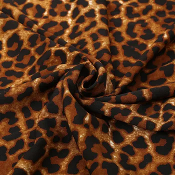 Leopards Drukāt Auduma Huayao Auduma Crepe de Chine Modes Krekls Poliestera Šifona