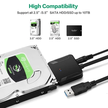 Hannord USB 3.0 Sata Adapteri Pārveidotājs Kabelis USB3.0 Cieto Disku Pārveidotājs ir 2,5 un 3,5 collu HDD, SSD Adapteris 22pin SataIII UASP