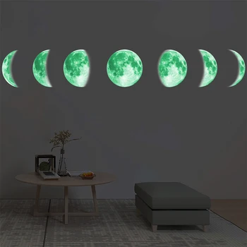 13cm Mēness Fāzes 3D Gaismas Sienas Uzlīmes, Dzīvojamā Istaba Dekori, kas Spīd Tumsā Sienas Guļamistabā Mākslas Uzlīmes Mēness Aptumsums Uzlīmes, Dekori