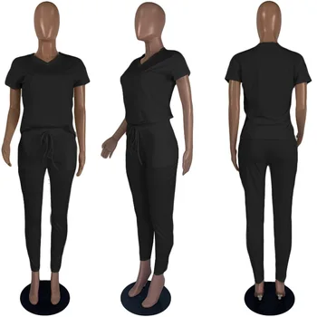 Sieviete drēbes vasarā gadījuma iela kustības Iestatīt vienkrāsainu Divu gabals, kas nosaka apģērbu sievietēm 2020. gadam, modes Liels izmērs S-5XL