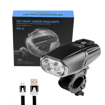 Sanyi 1000 Lm 2*T6 LED Bike Velosipēdu Lukturu Priekšējo Gaismu USB Uzlādējams Lukturis IPX6 Velo Lukturītis Ar sinhronizācijas Kabeli