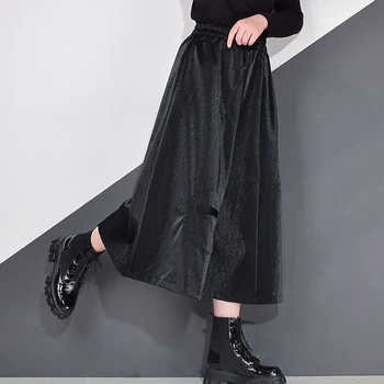 XITAO Kroku Bikses Modes Jaunā Sieviešu Elastīgs Viduklis Kroku vienkrāsainu Ikdienas Stila Plaša Kāju Bikses 