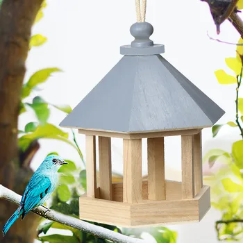 Karājas Putnu Māja, Koka Putnu Ligzdu Dabīgā Koka Putnu Būris Atpūtas Vieta Pie Sienas Āra Birdhouse Koka Kastē