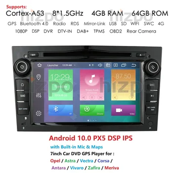 IPS DSP 4GB Android 10 2 DIN AUTO GPS opel Vauxhall Astra G H J Vectra Antara Zafira Corsa Vivaro Meriva Vēda DVD Atskaņotājs Karte