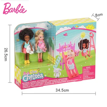 Sākotnējā Barbie Kluba Chelsea Lelle Meitenēm Samusement Park Playset ar Slaidu, Šūpoles Mājdzīvniekiem Rotaļlietas Bērniem Jautri Draugi