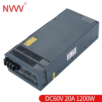 NVVV S-1200w-60v 20A pārslēdzama strāvas padeve AC uz DC adapteris, kas piemērots RD6006 pietiekami daudz jaudas,