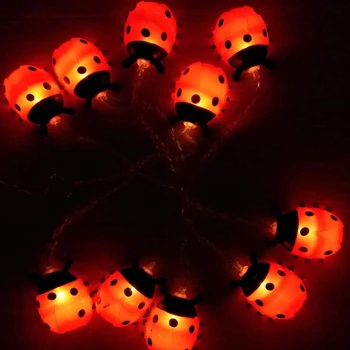 Akumulatora Barošanu Ladybugs Led String Pasaku Gaismas Āra Dārza Žoga, Terases Ziemassvētku Vainags nakts Apgaismojums, Brīvdienu Dekoratīvie