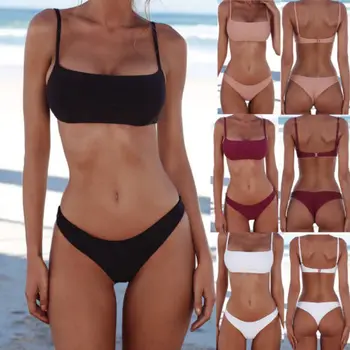 Karstā Sievietēm Biquinis Push-up Polsterētām Krūšturis Pārsējs Bikini Komplekts Peldkostīmu Trīsstūris Peldkostīmi Tankini peldkostīmu Beachwear