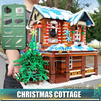 PELĒJUMA KARALIS 16011 Streetview Ēkas Rotaļlietas Ziemassvētku House Modelis Ar Led un Mūzikas Daļas, Bērniem Ziemassvētku Dāvanu Veidošanas Bloki