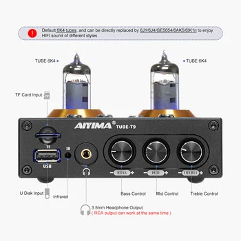 AIYIMA Bluetooth 5.0 Vakuuma Cauruļu Preamp HiFi Stereo Audio Preamplifier Uztvērējs, Austiņu Pastiprinātāju USB TF Karti Mājas Kinozāles