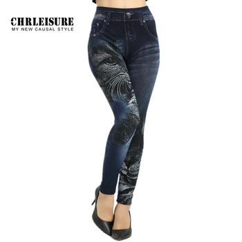 S-XL Augsti Elastīgs Sieviešu Zeķes Melns Kaķis Imitācija Džinsu Modeli Modes Slim Bezšuvju Bikses Džinsa Bikses garās Zeķes