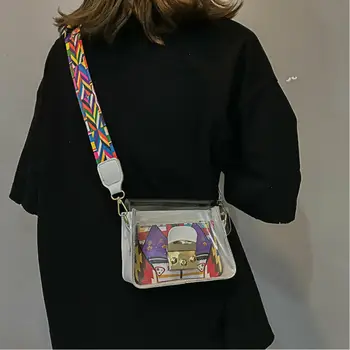 NoEnName Sieviešu Caurspīdīga PVC Skaidrs Alfabēta Jelly Soma Tote Ikdienas Somas Messenger Bag