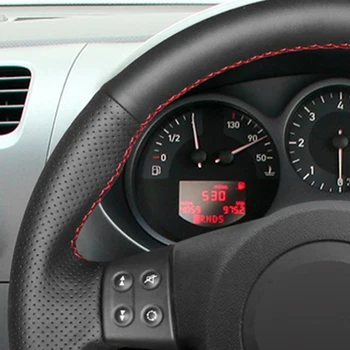 Melna PU Mākslīgās Ādas DIY Roku šūtas Auto Stūres Rats Segumu Seat Leon (Mk2) 2006. - 2008. Gadam Ibiza (6L) 2007