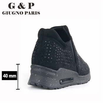 Luksusa kurpes sieviešu dizaineri paslīdēt uz čības melnā dzirksti sneaker bling dimanta 40mm platforma, ērti braukšanai ar kājām