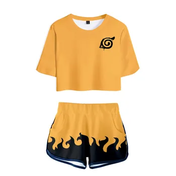 Anime Naruto Uchiha Itachi Cosplay T-Krekls + Bikses, Uzvalks Vasaras 3D Sasuke Kakashi Sexy Divas Gabals Tee Šorti Komplekti Naruto drēbes
