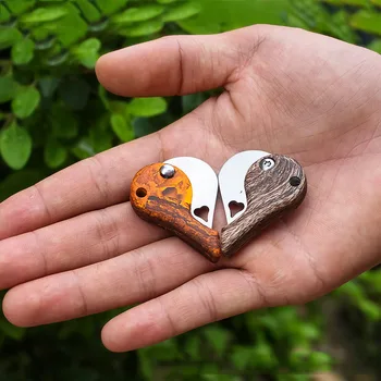 Mīlestības formas asmeni Mini Karājas nazis 440C Nerūsējošā Tērauda + ABS Rokturis Saliekamais Kabatas Keychain Nazis EDC rīks