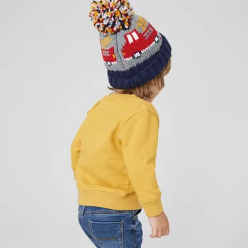 Maz Maven Ziemas Bērni Zīmola Baby Boy Apģērbs Gadījuma Kokvilnas Dzelteno Autobusu Aplikācijas Biezs, Silts Džemperis Toddler Zēnu Drēbes C0353