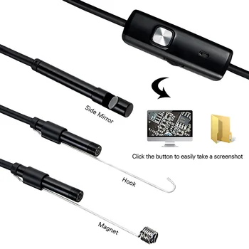 7MM Endoskopu, Fotokamera 2 in 1 USB Mini Videokameras IP67 Waterproof 6 LED Borescope Inspekcijas Automašīnas Pārbaudes Kamera, Android PC