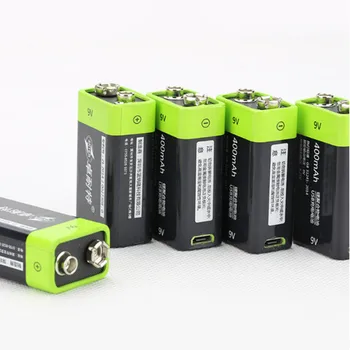 2gab ZNTER 600mAh USB 9V akumulators 6F22, atkārtoti uzlādējams litija akumulators + 1GB 2 in 1 Micro USB uzlādes kabelis
