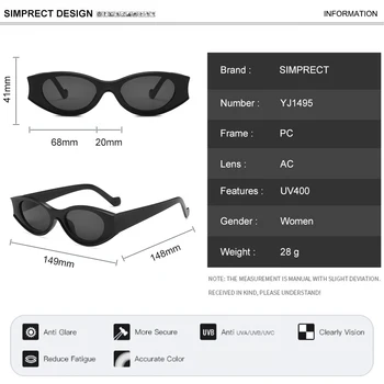 SIMPRECT Laukumā Saulesbrilles Sieviešu Ir 2021. Modes skate Zīmola Dizainere Ovālas Saules Brilles UV400 Toņos Sievietēm Retro Gafas De Sol