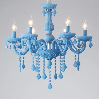 Kristāla Lustra Zilā Karājas Apgaismojums Eiropas Stila Stikla Lustras Gaismu, lai Dzīvo, Ēdamistaba Restorāns Dekori Apgaismojums